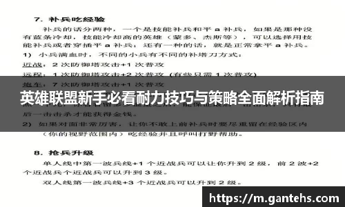 英雄联盟新手必看耐力技巧与策略全面解析指南