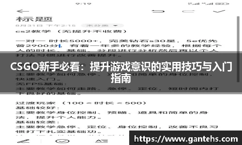 CSGO新手必看：提升游戏意识的实用技巧与入门指南